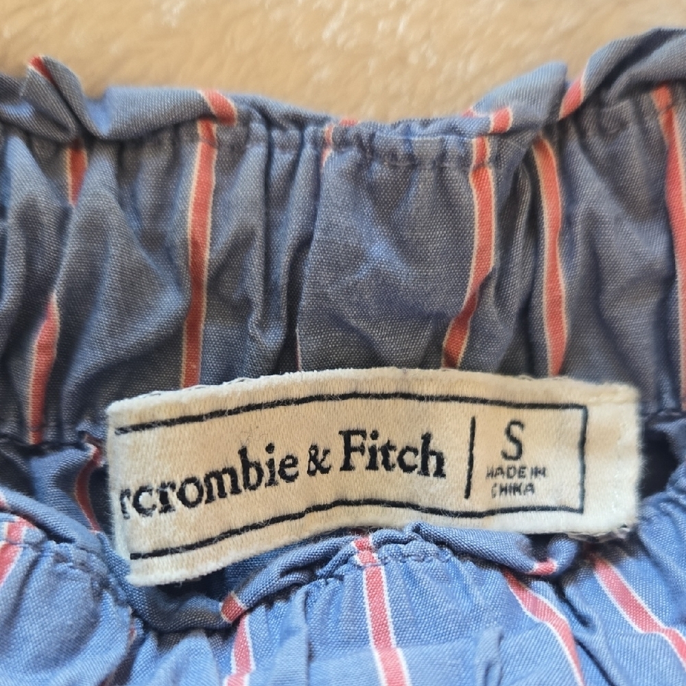 Abercrombie & Fitch RWB PRAIRIE COTTAGE PEASANT PATRIOTIC COLORS PUFF SLEEVE S - Picture 3 of 5